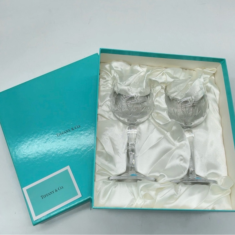 Tiffany & Co. Silver Etched Wine Glass Pair